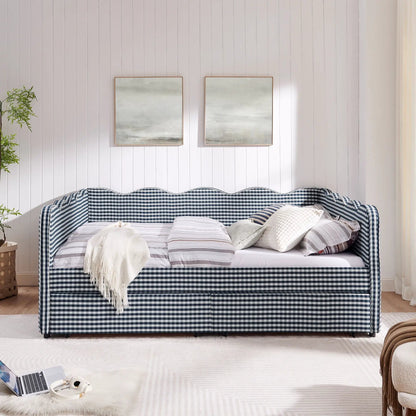 Gingham Daybed With USB Port and Wave Design