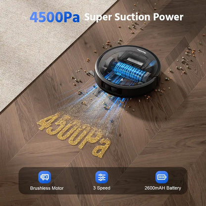 Teendow D10S Max black robot vacuum and mop with LDS navigation and 4500Pa suction on Tampa Home & Garden Store