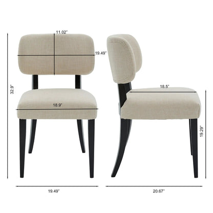 Cream Upholstery Kitchen Dining Chairs Set of Two