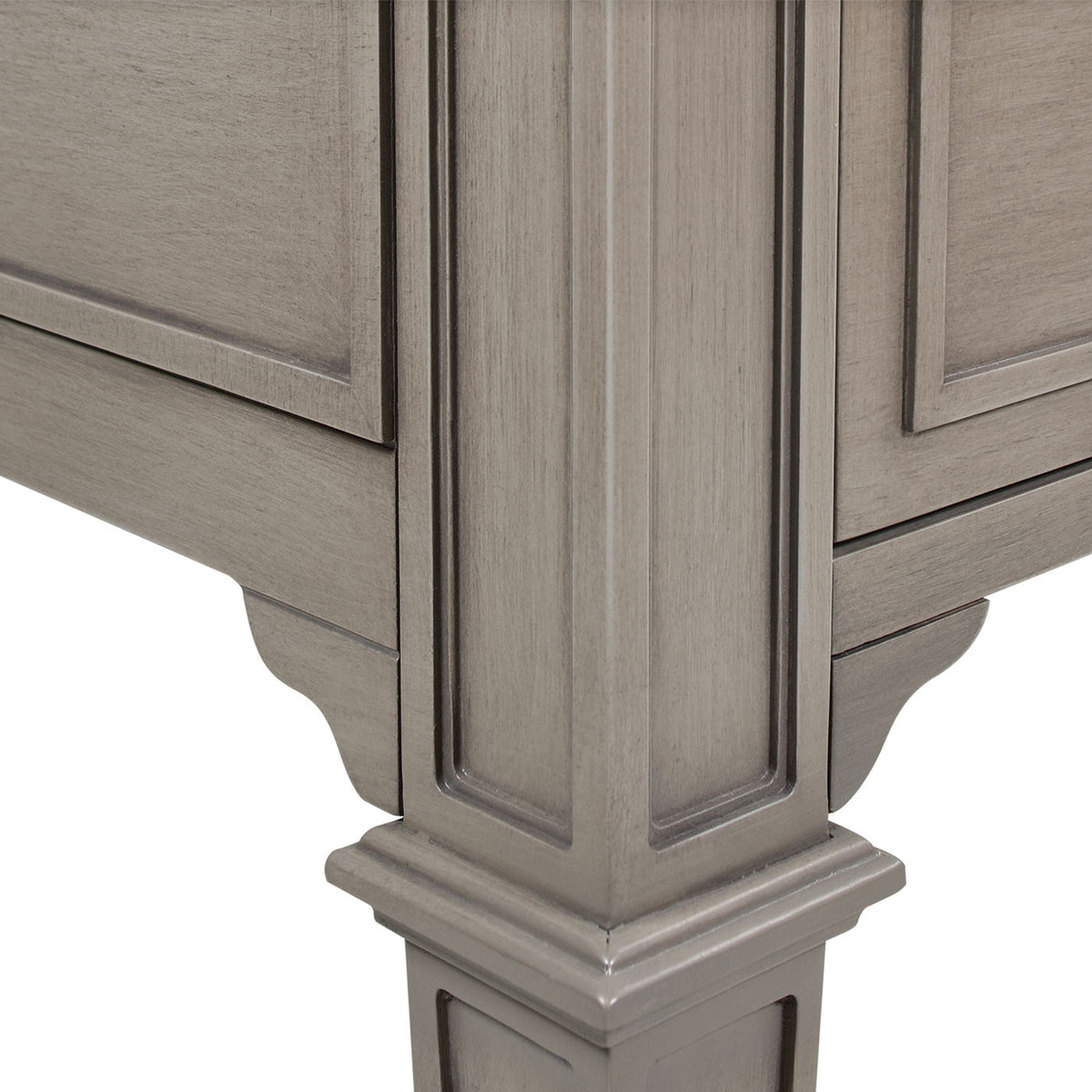 Dauphin executive desk pedestal leg in gray rubberwood with paneled column and curved feet on Tampa Home & Garden Store