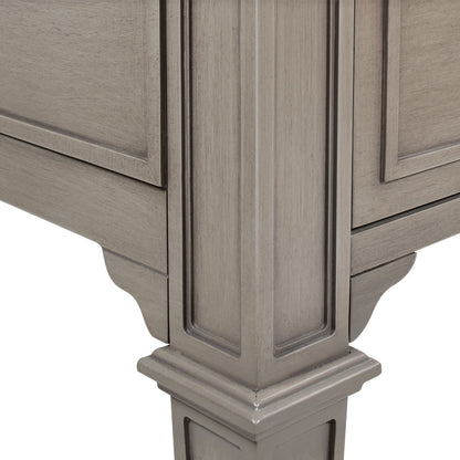 Dauphin executive desk pedestal leg in gray rubberwood with paneled column and curved feet on Tampa Home & Garden Store