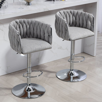 360 Swivel Counter Stools With a Woven Back