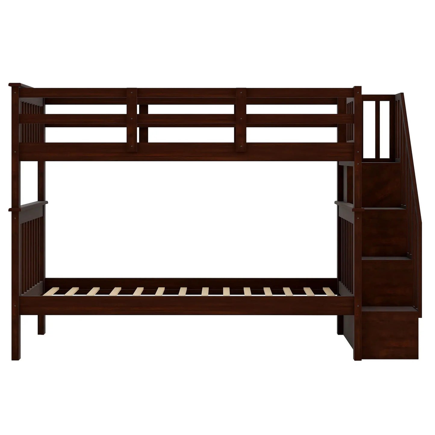 Stairway Bunk Bed with Storage and Guard Rail
