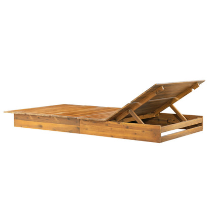 Teak Finish Acacia Wood Outdoor Chaise Lounge