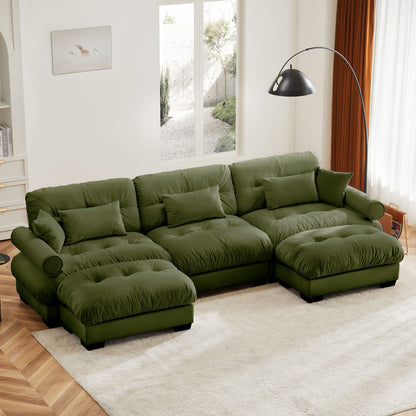 Super Comfort oversized modular sectional sofa with movable ottoman in green fabric, 2-piece set on Tampa Home & Garden Store