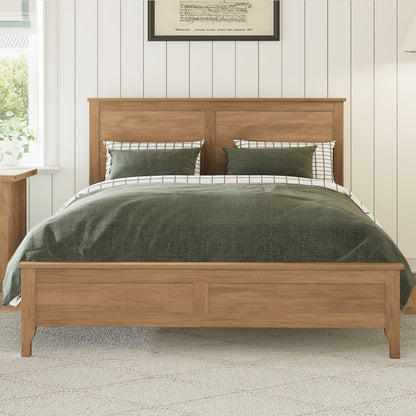 Modern Solid Wood King Platform Bed with Slats