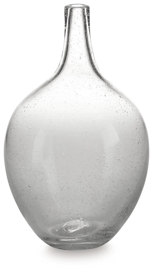Kurthorne vase, clear bubbled glass with bulbous body and narrow neck by Unique Piece Furniture on Tampa Home & Garden Store