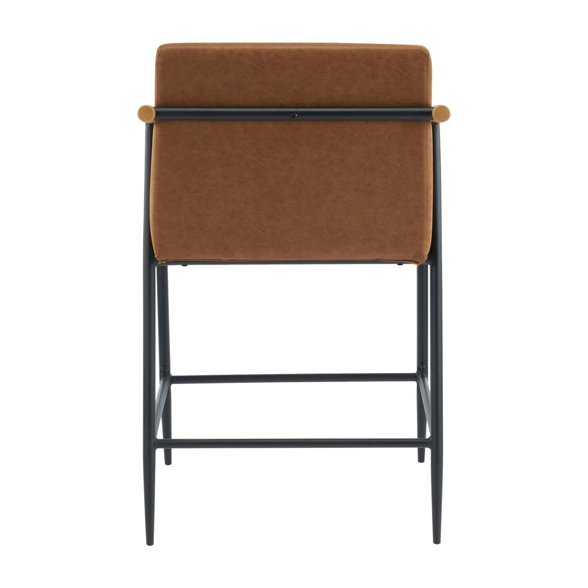 Mid Century counter stool with iron frame and brown leather upholstery HouseOfZazla on Tampa Home & Garden Store