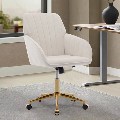 Adjustable Ergonomic Swivel Office Chair with beige padded upholstery and gold base on Tampa Home & Garden Store
