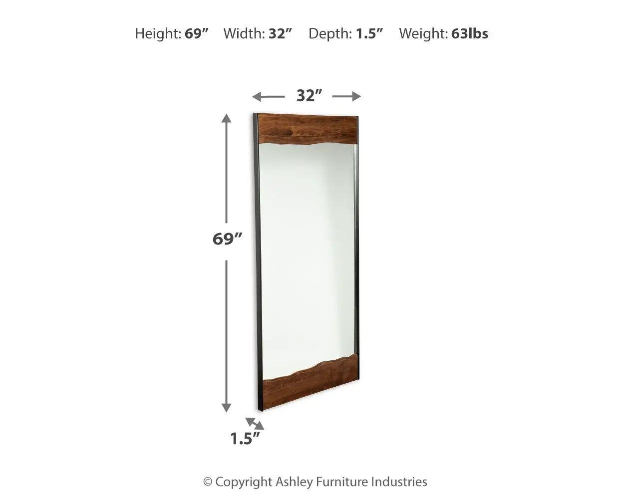 Panchali floor mirror brown and black wood frame, 69in, 32in wide, Unique Piece Furniture on Tampa Home & Garden Store