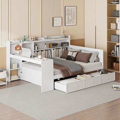 Daybed with 3 drawers USB ports and desk in white, storage bed by Unique Piece Furniture on Tampa Home & Garden Store