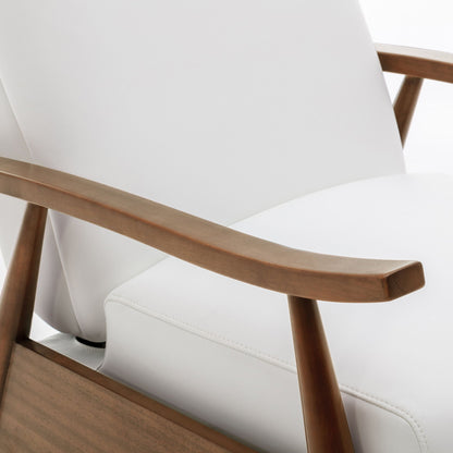 Sarasota arm push-back recliner white leatherette upholstery with wood armrests HouseOfZazla on Tampa Home & Garden Store