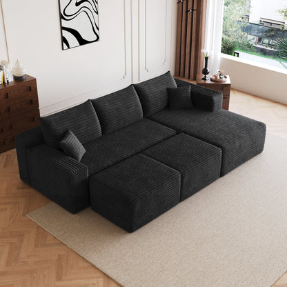 95 Inch Cloud Sectional Sofa And Two Ottomans