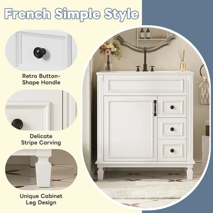 Bathroom Vanity With Sink and Cabinet Two Drawers