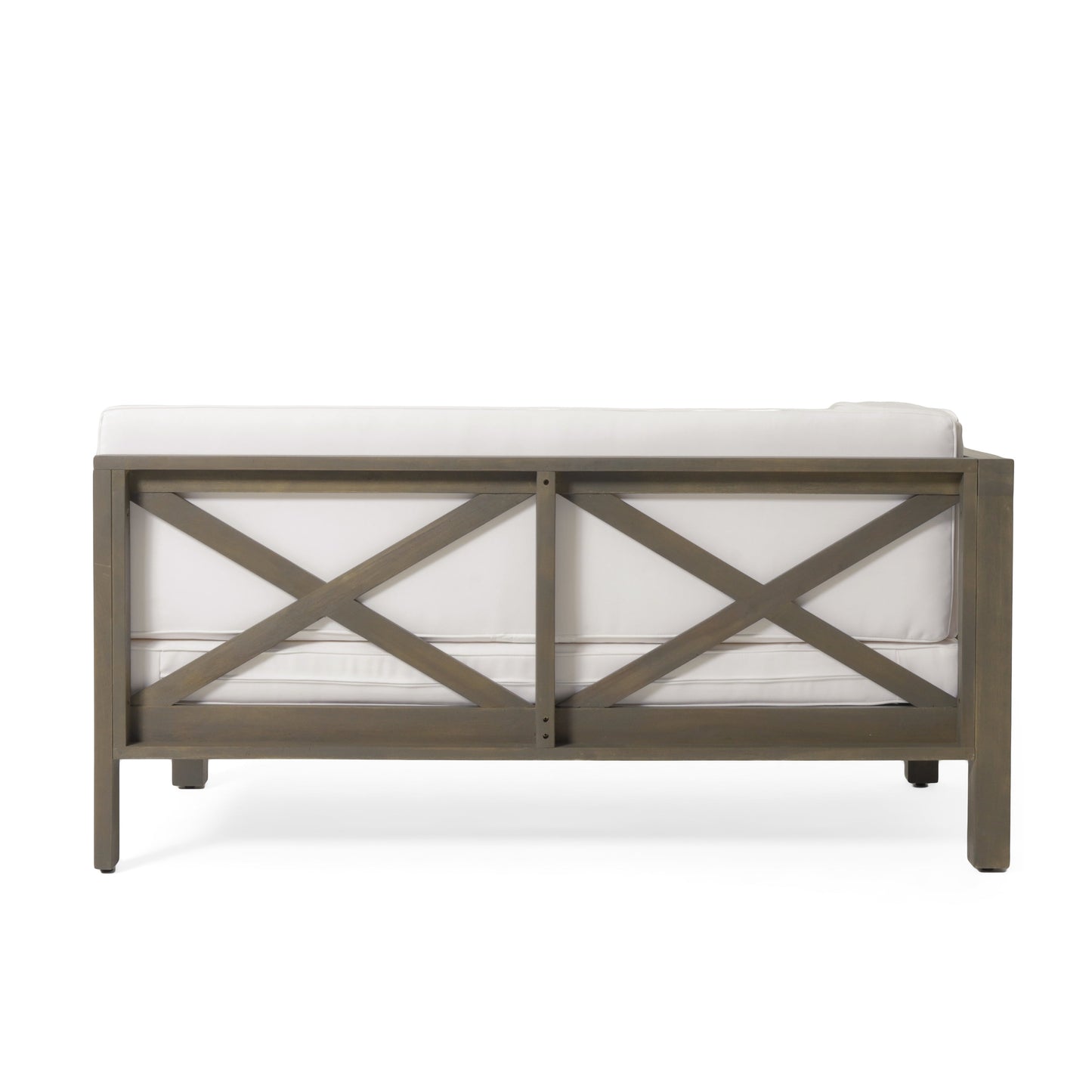 Brava X-Back 4-Piece White Outdoor Sofa Set dark bronze metal frame with white cushions on Tampa Home & Garden Store