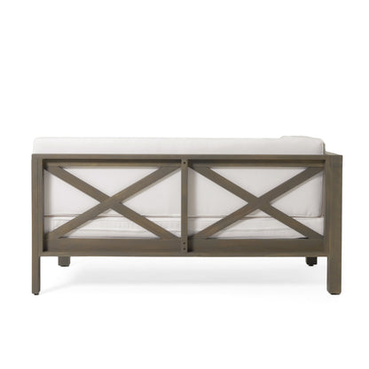 Brava X-Back 4-Piece White Outdoor Sofa Set dark bronze metal frame with white cushions on Tampa Home & Garden Store