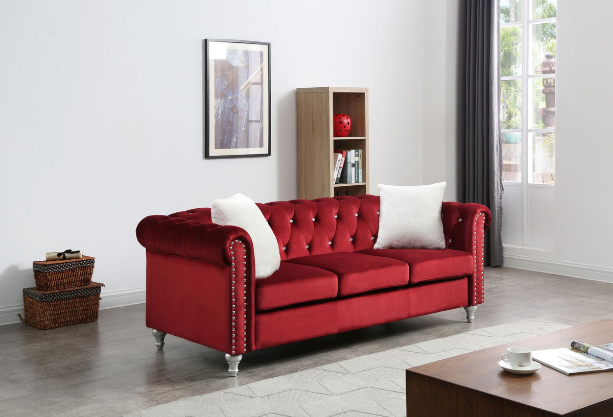 the Raisa Tufted Sofa and Nailhead Accents