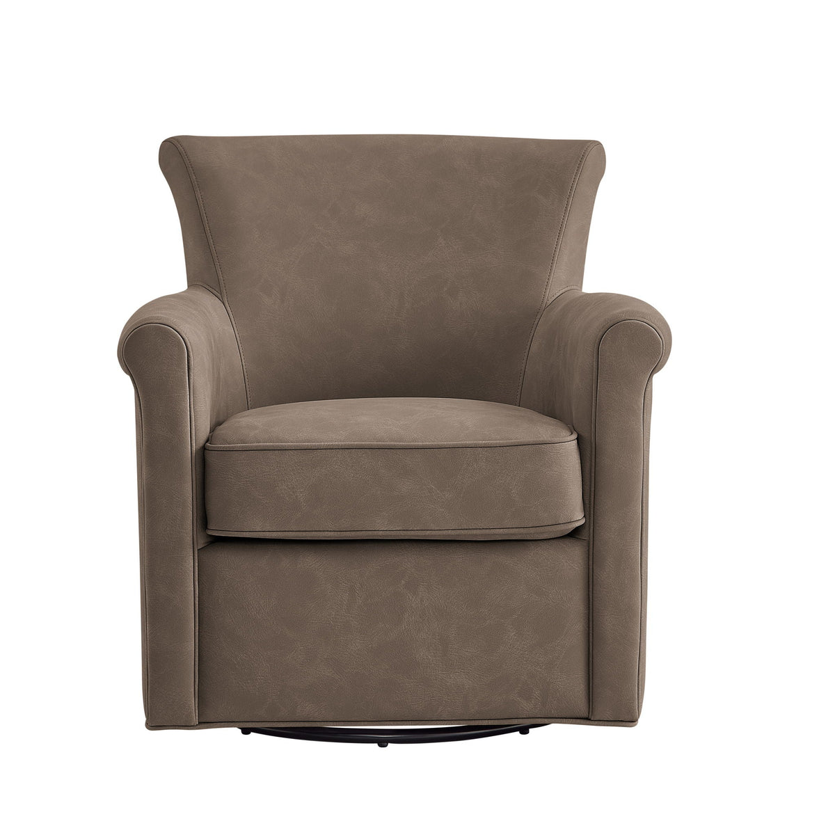 Westly Swivel Accent Chair taupe faux leather with rounded arms and 360° base HouseOfZazla on Tampa Home & Garden Store