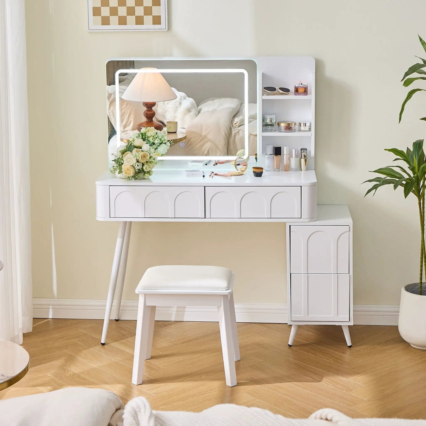 Modern Makeup Vanity Desk With LED Mirror