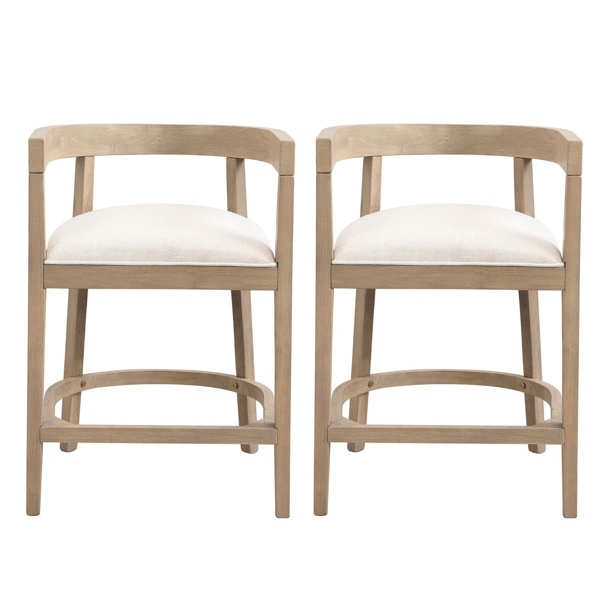 Modern rubberwood counter stools with beige upholstered seats, set of 2, HouseOfZazla on Tampa Home & Garden Store