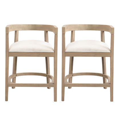 Modern rubberwood counter stools with beige upholstered seats, set of 2, HouseOfZazla on Tampa Home & Garden Store