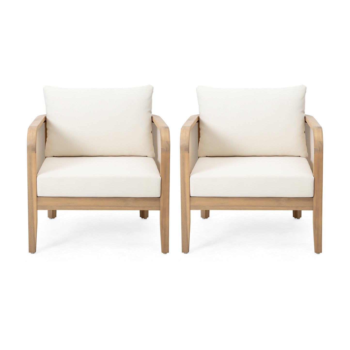 Set of 2 Outdoor Acacia Wood Patio Chairs
