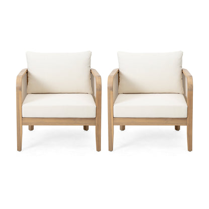 Set of 2 Outdoor Acacia Wood Patio Chairs