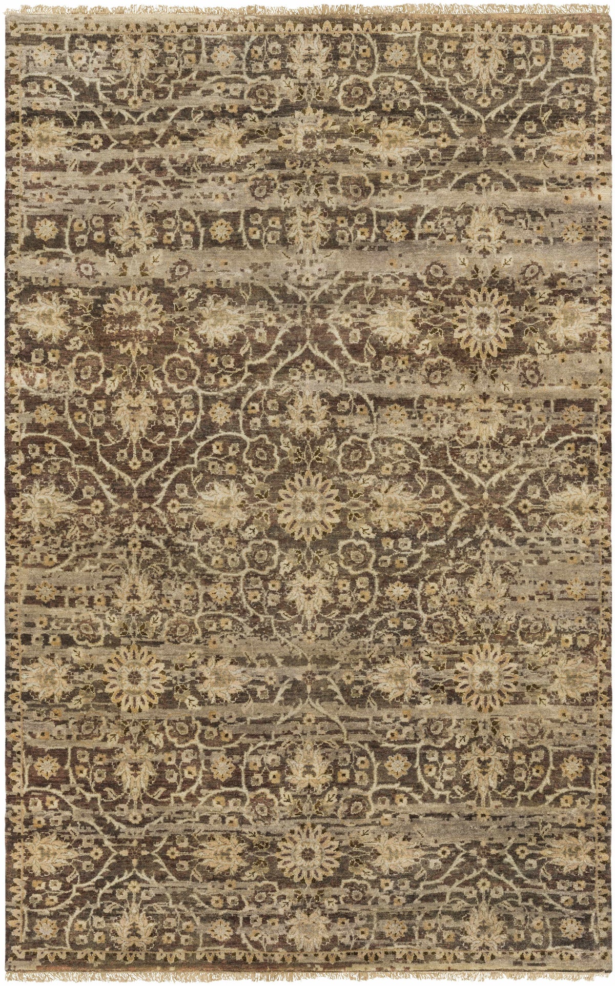 Andrew Brown&Sage Premium Wool Rug - Clearance by Boutique Rugs in brown cream floral pattern on Tampa Home & Garden Store