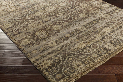 Andrew Brown&Sage Premium Wool Rug by Boutique Rugs in taupe brown ornate pattern on Tampa Home & Garden Store