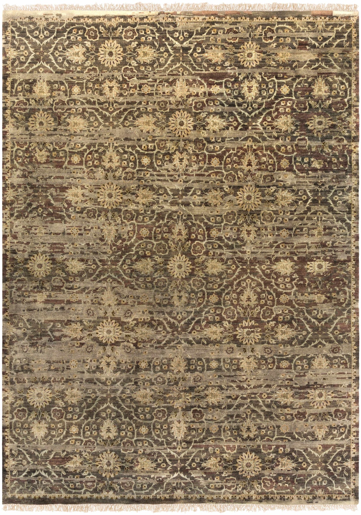 Boutique Rugs Andrew Brown&Sage Premium Wool Rug brown beige ornate floral pattern on Tampa Home & Garden Store