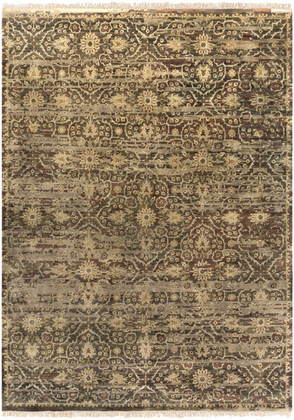 Boutique Rugs Andrew Brown&Sage Premium Wool Rug brown beige ornate floral pattern on Tampa Home & Garden Store