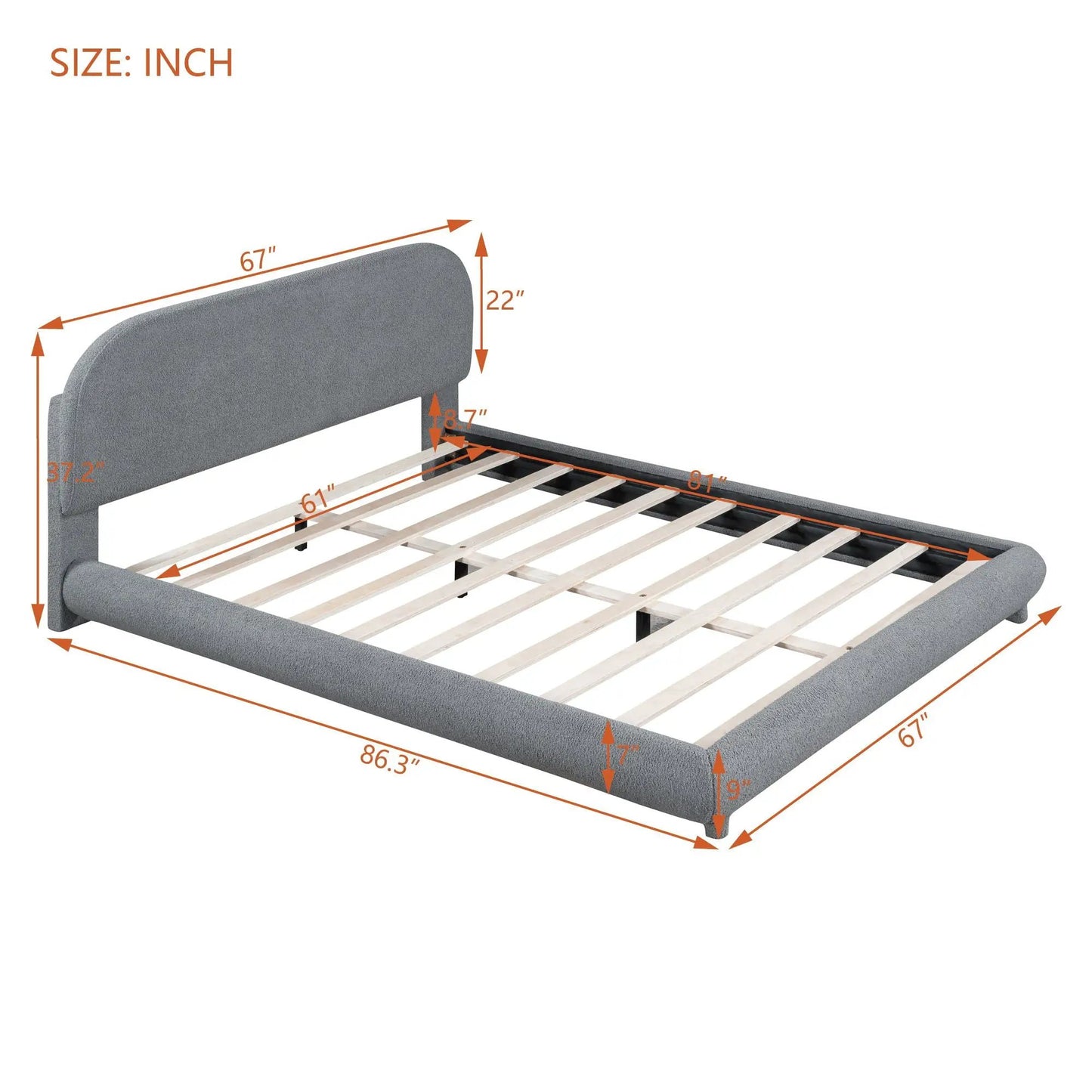 Upholstered Platform Bed With Thick Solid Frame
