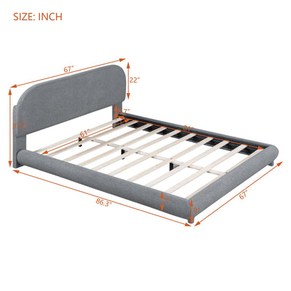 HouseOfZazla upholstered platform bed with gray fabric headboard and curved frame slat base on Tampa Home & Garden Store