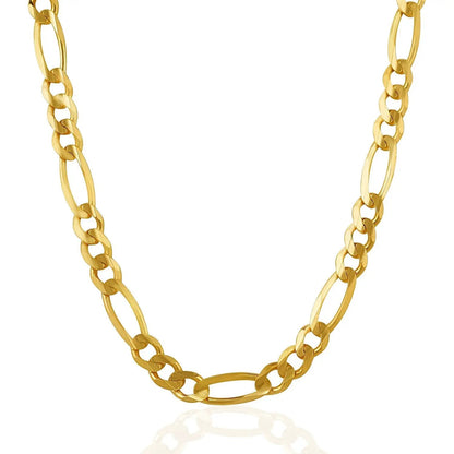 Figaro chain necklace 7.0mm, solid 14k yellow gold interlocking links on Tampa Home & Garden Store