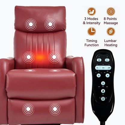 Red faux leather heat massage recliner chair with rocker and swivel; remote from HouseOfZazla on Tampa Home & Garden Store