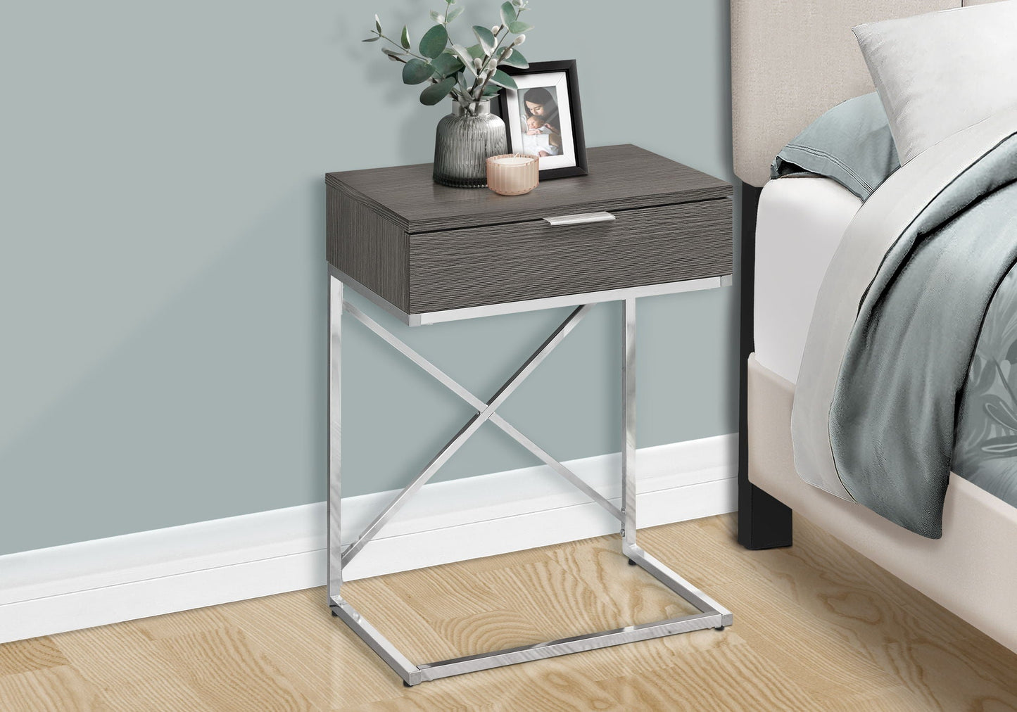 Accent Side Table With Storage Drawer Large Top
