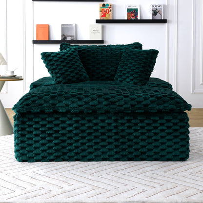 Comfort Bearing Sofa with 2 pillows and backrest, green textured knit upholstery on Tampa Home & Garden Store