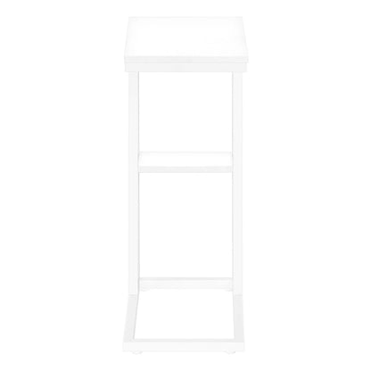 C Shaped Accent Table Marble Look and Modern
