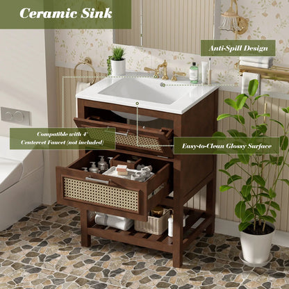Modern Vanity With Integrated Sink and Cabinet