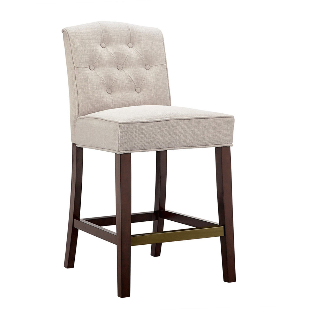 Tufted counter stool with button tufted back in tan fabric by HouseOfZazla, 24-27 in height on Tampa Home & Garden Store