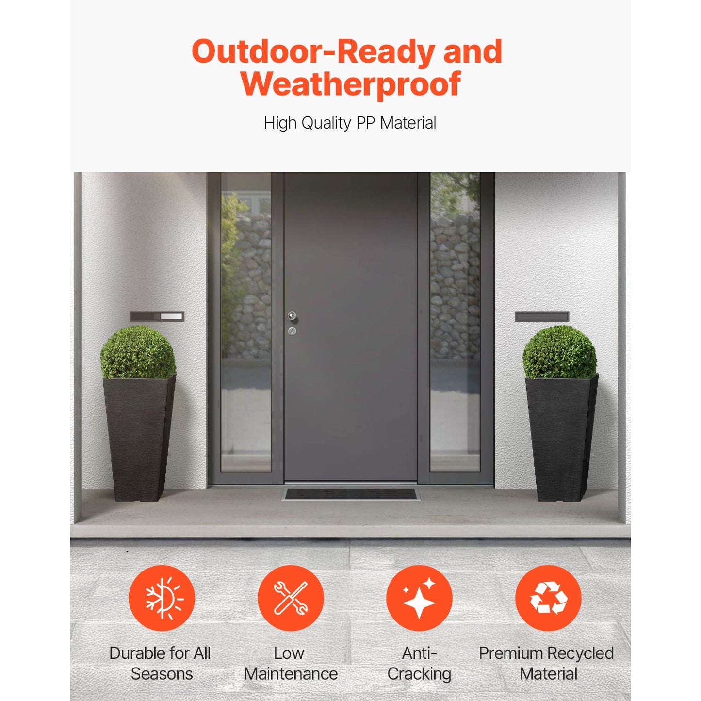 Set of Two Tall Outdoor Planters for Garden Decor