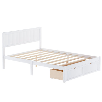 Full-size white platform bed with under-bed drawers and slatted deck by HouseOfZazla on Tampa Home & Garden Store