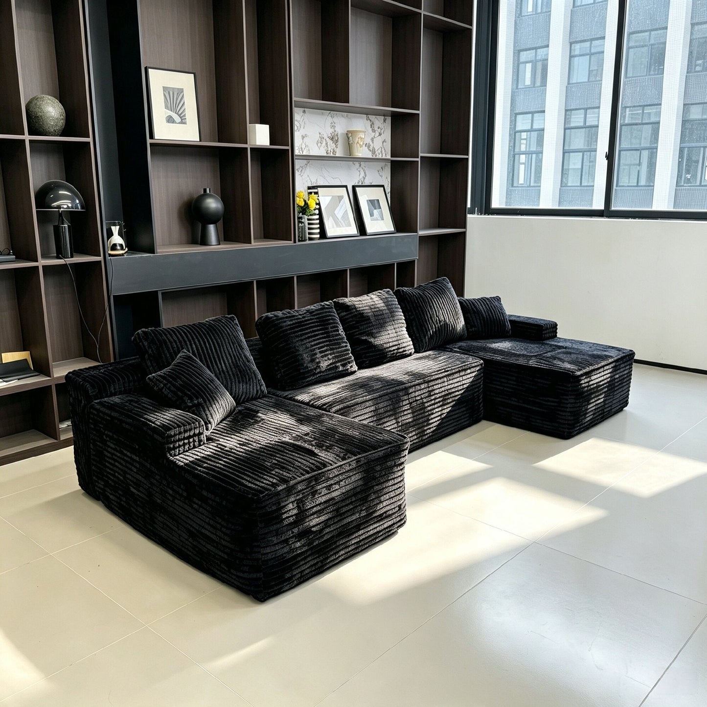 131-Inch Big Size Modular Sectional Oversized Sofa in charcoal fabric by HouseOfZazla on Tampa Home & Garden Store