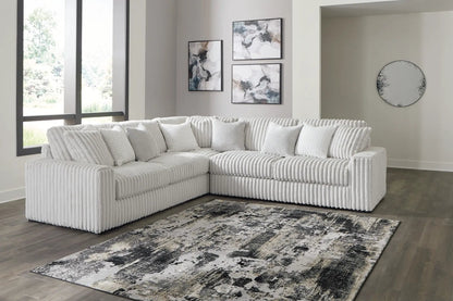Stupendous - Sectional Unique Piece Furniture, light gray ribbed fabric stationary sofa on Tampa Home & Garden Store