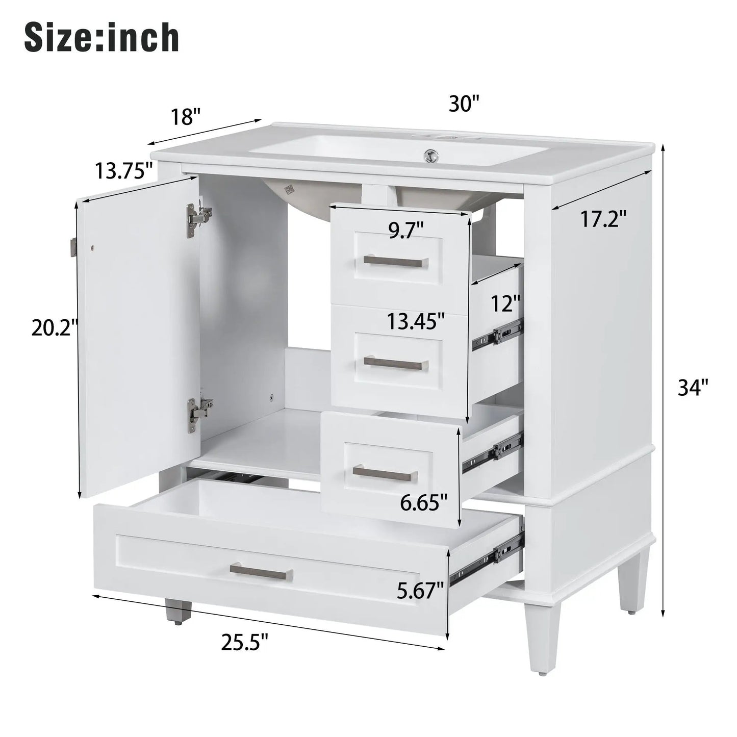 Bathroom Vanity With Sink Solid Wood Cabinet