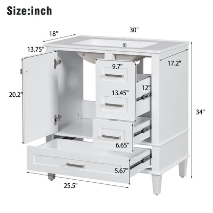 Bathroom Vanity With Sink Solid Wood Cabinet