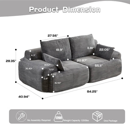 Stationary 2 Seater Large Sectional Sofa in gray fabric by Unique Piece Furniture on Tampa Home & Garden Store