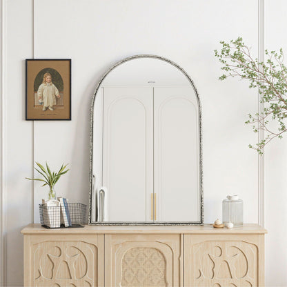 Arched wall mirror with shatterproof glass and silver frame by HouseOfZazla on Tampa Home & Garden Store