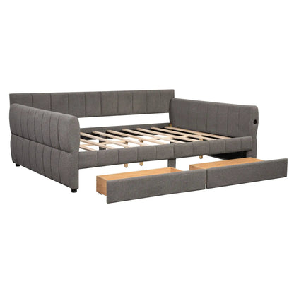 Upholstered Platform Bed With USB Charging Ports