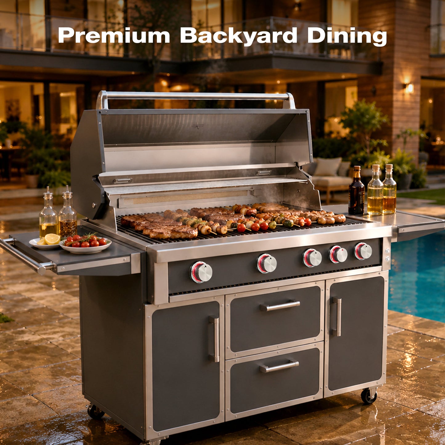 Navratil Premium 49-inch stainless grill by HouseOfZazla with multi-knob controls on Tampa Home & Garden Store